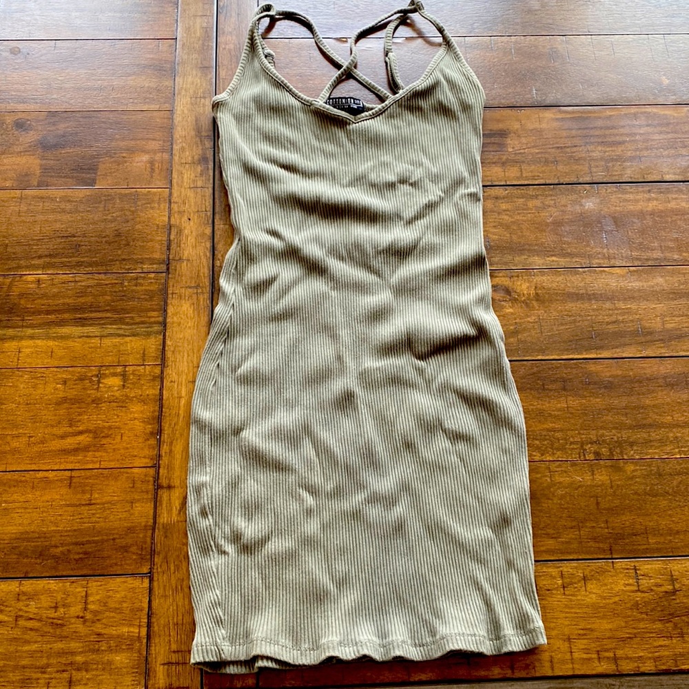 Olive green strappy dress